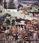 Benozzo Di Lese Di Sandro Gozzoli Wall Art - Procession of the Oldest King (west wall)